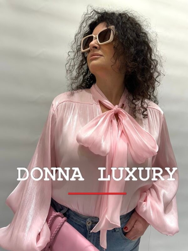 Camicia body rosa fiocco