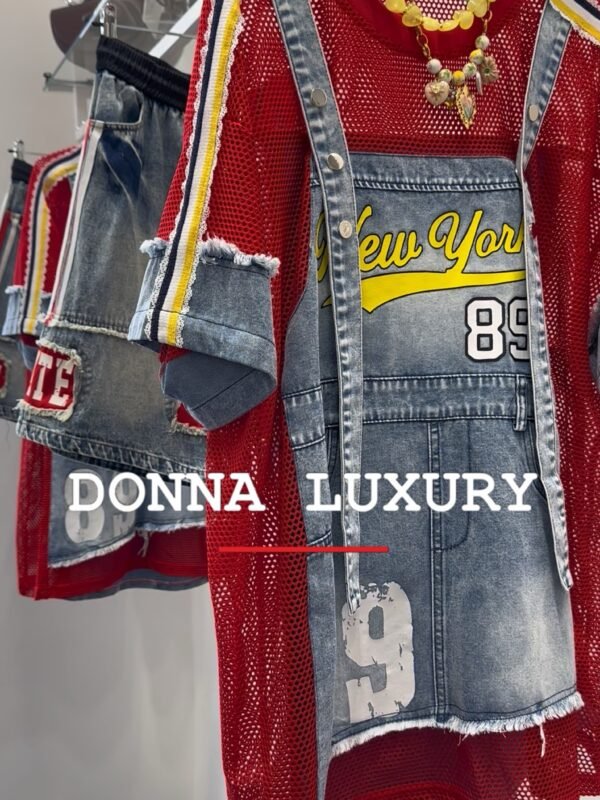 Coordinato denim rosso